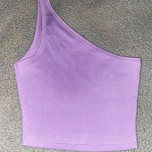 Light purple One shoulder Rib-Knit crop top